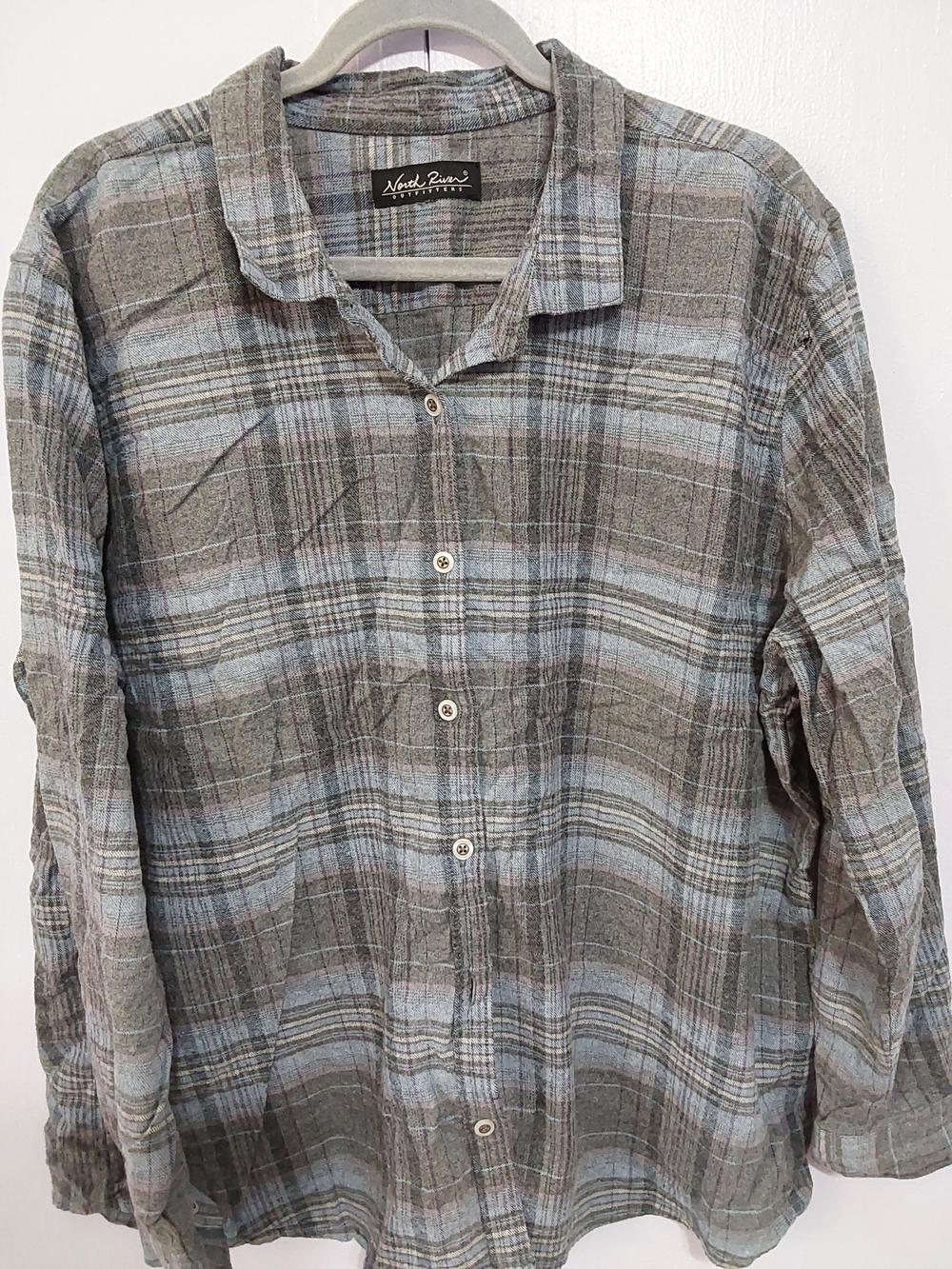 Light Blue & Gray Plaid Button-Down Shirt - Women